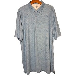 1776 Signature Men's Techie Polo Golf Shirt XL Blue Patterned Short Sleeve‎